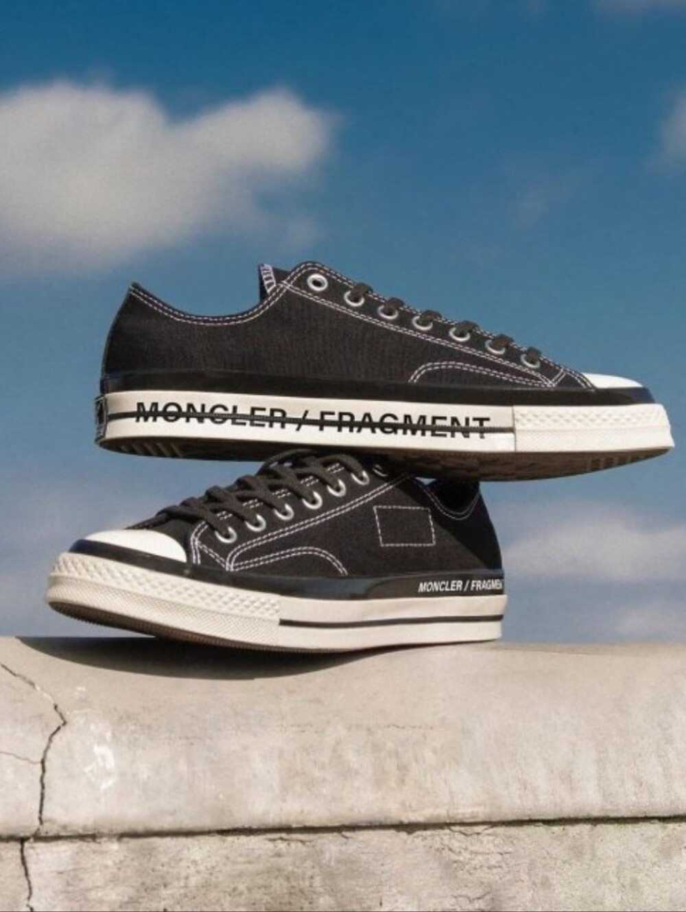 Moncler Black & White Low-Top Canvas Sneakers